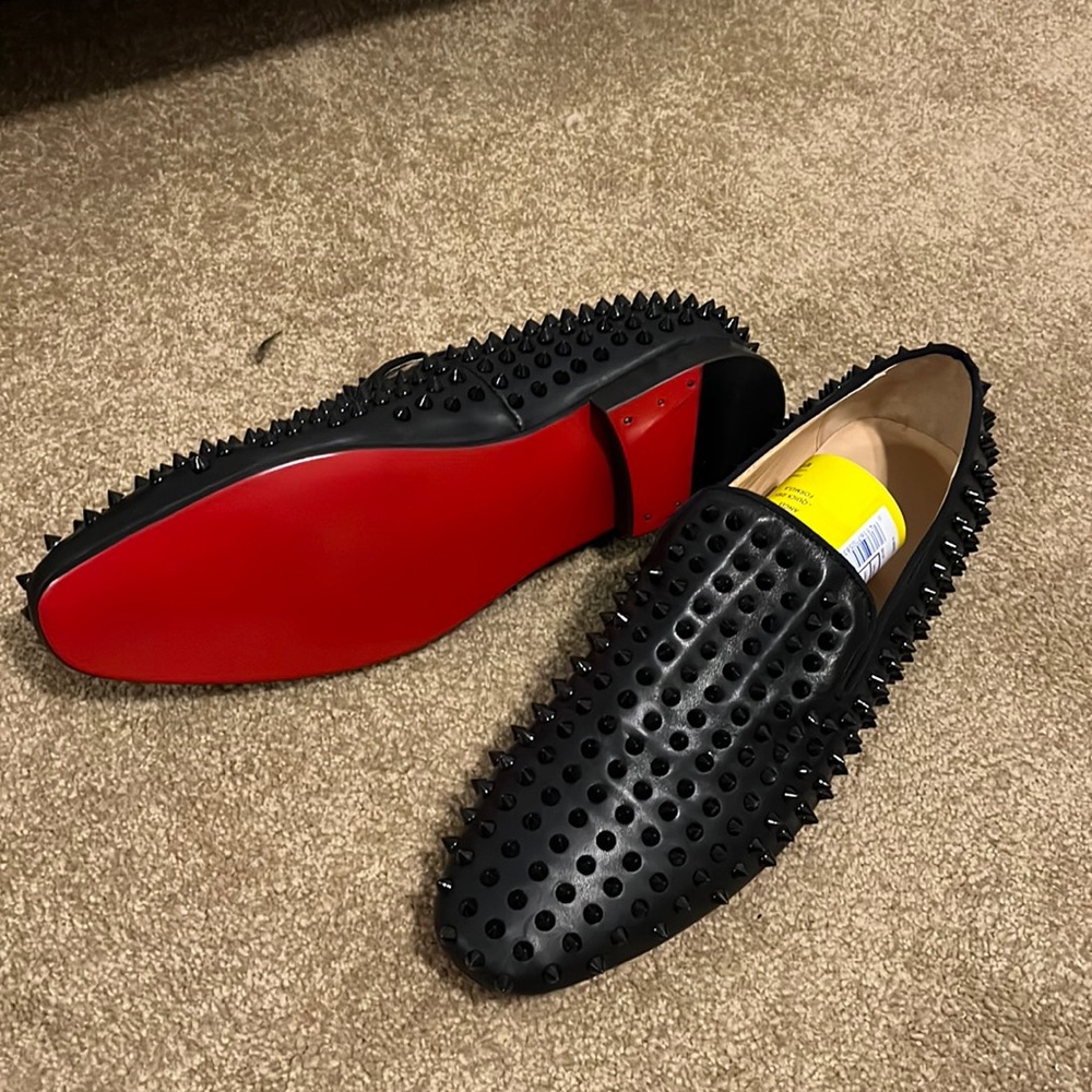 Men’s Ferucci Black Studded Red Bottom Dress Shoes